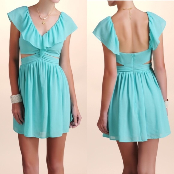 KEEPSAKE the Label Dresses & Skirts - Keepsake Lost Without You Aqua Cutout Mini Dress